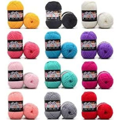 Kraeoke Crochet Yarn, 12 Pieces Colourful Hand Knitting Yarn, Cotton Yarn for Knitting for Crochet and Crafts