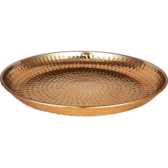 Mia Oriental Round Tray Bowl Metal 40 cm Copper Oriental Decorative Bowl with High Rim Moroccan Serving Tray Round Oriental Silver Decoration on the Set Table