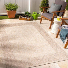 Surya Crete Outdoor Rug Weatherproof – Indoor and Outdoor Rug for Balcony, Patio, Garden – Outdoor Rug Boho Rug for Outdoor Use, Easy-Care Balcony Rug, 160 x 213 cm, in Beige