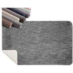 SCHEFFLER-Home Bathroom Rug Grey/Anthracite 50 x 80 cm Bath Mat Non-Slip Washable High-Quality Bath Mat Made of 100% Polyester Extremely Absorbent Ultra Soft Bath Mat