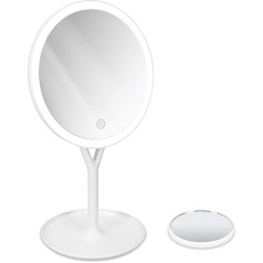 Navaris LED Cosmetic Mirror with 5x Magnifying Mirror Set Make-Up Mirror Standing Mirror Illuminated White