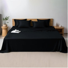 LINENWALAS 100% Organic Bamboo Bedding Set Small Double Soft Silk Cooling Luxury Bamboo Bedding Set with Deep Pocket, Fitted Sheet, Flat Sheet and Pillowcase (Small Double,