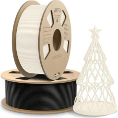 JAYO AntiString PLA Filament 1.75 mm, APLA 3D Printer Filament for Fast Printing, Less Threading, PLA 1.75 mm Dimensional Accuracy +/- 0.02 mm, 1.1 kg Spool, 2 Pack, Total 2.2 kg, Black + Cream White