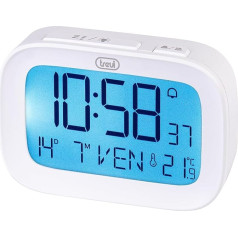 Trevi SLD 3850 Digital Alarm Clock with Integrated Thermometer, Large LCD Display, Clock and Calendar, Snooze Function, White