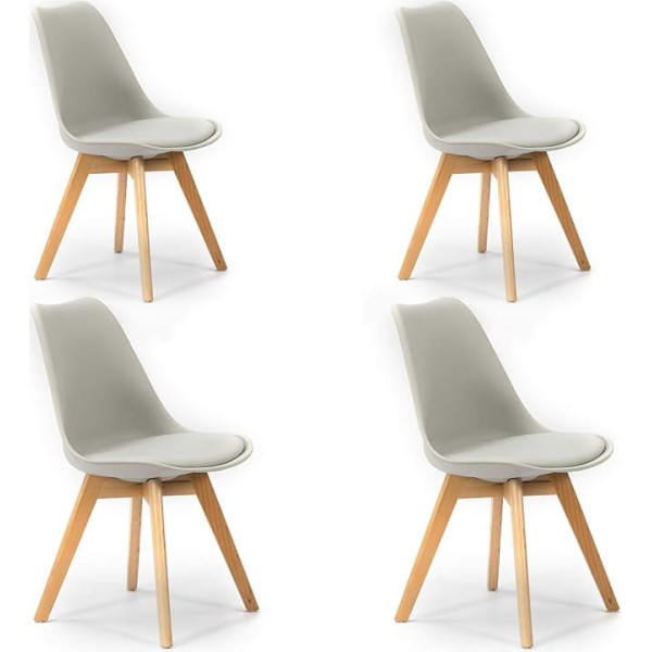 Vs Venta-Stock Klara 4a Nordic Style Grey Dining Chair with Wooden Leg and Padded Seat Set