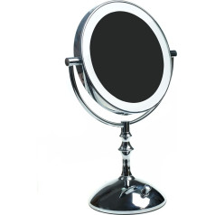Himry Slim LED Stand Cosmetic Mirror 8 Inch 5x Magnification Continuously Adjustable Brightness Stand Table Mirror Illuminated Makeup Shaving Bathroom Mirror Normal + 5x Zoom, KXD3136-5x