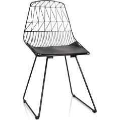 Hjh Office WIREA 645057 Designer Metal Chair with Seat Cushion Metal Black