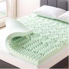 Mellow Best Price Mattress 4 Inch 5-Zone Memory Foam Mattress Topper with Soothing Green Tea Infusion CertiPUR-US Certified Short Queen, Light Green