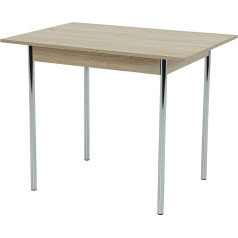 Apollo Cologne Kitchen Table Single Table Wood Material Sonoma Oak Round Tube Frame Chrome-Plated 65 x 90 x 72 cm