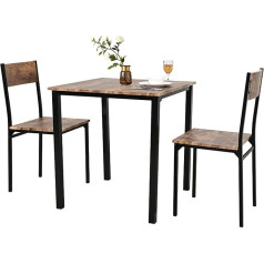 Puluomis Esstisch und 2 Stühle, Frühstücksbartisch und Stühle, Set 2, 3-teiliges Esszimmer-Set, Holz-Metallrahmen, modernes Design für Zuhause, Küche, Bistro, Terrasse, Garten (braun)