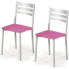 Astimesa SCRFRS Altura de asiento 2 Kitchen Chairs Metal Faux Leather Aluminium Pink 45 cm