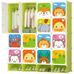 Xokotaki Children's Wardrobe, Modular Shelf, Children's Wardrobe, Modular Organiser, Storage Shelf for Home, 20 Modules, 157 x 140 cm