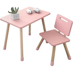 Kywai ® Children's Table with 2 Chairs: Sturdy Pine Wood Children's Chair Set for Play and Learning - Perfect Nordic Style Nursery Furniture (Pink, 1 Chair)