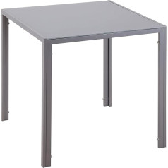 Homcom Dining Room Table Square Kitchen Table for 4 People, Living Room Table with Tempered Glass Top for Kitchen, Dining Room, Grey, 75 x 75 x 75 cm