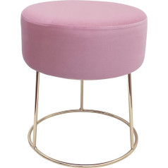 ‎Echtwerk ECHTWERK Marilyn Round Stool Velvet Fabric Dressing Stool with Metal Legs in Gold, Stool Suitable for Bedroom and Living Room Footstool Maximum Load 150 kg Pink