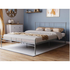 Vida Designs Home Discount Dorset 208 x 157 x 77.5 cm King Size Bed Frame, Silver