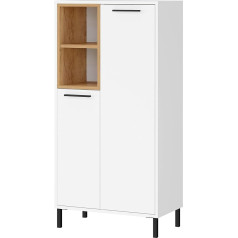 Germania Die Möbelmacher Germania 1788-513 Bathroom Chest of Drawers with Two Doors Door Damping in White/Oak 59 x 119 x 34 cm (W x H x D)