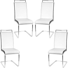 Wefun Dining Room Chairs, Set of 4, Swing Chairs, Wide Seat with High Backrest (White-Black, 4)