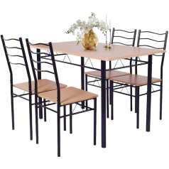 Costway 5 Piece Dining Set Kitchen Table with 4 Chairs High Back Dining Set Dining Set Dining Set Kitchen Space Saving