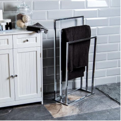 Bath Vida Bad Vida 3 Tier Towel Rail Freestanding Bathroom Rail Rack Metal Chrome