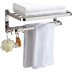 Booxihome Towel Rack, Stainless Steel Towel Rack with Double Towel Rack for Bathroom Wall Mounted Shower Shelf Organizer 40cm