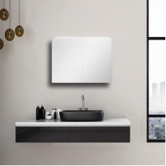 Talos Mirage Mirror Cabinet 50 x 70 cm Bathroom Mirror Cabinet with LED Lighting High-Quality Aluminium Body Bathroom Mirror Cabinet with Neutral White Light Colour