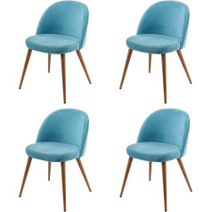 Mendler HWC-D53 Set of 4 Dining Room Chairs Kitchen Chairs Retro 50s Design Velvet Turquoise