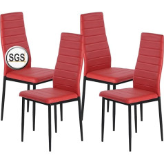 Anrekl Set of 4 Dining Room Chairs with Armrests, Metal Legs, Modern Kitchen Chair, Comfortable Upholstered Chair, Seat, Lounge Chair for Dining Room, Living Room, Kitchen, Red
