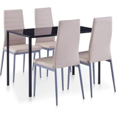 Vidaxl Dining Room Table Set 5-Piece Dining Room Set Dining Room Set Kitchen Table Dining Room Chair Table Dining Table with 4 Chairs Cappuccino Brown