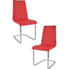 T M C S Tommychairs – Set of 2 Berlin Cantilever Chairs with High-Strength Rectangular Steel Cantilever Frame and Seat Made of Multilayer Wood Upholstered and Covered with Red Faux Leather