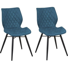 Beliani Lisle Dining Room Chairs Set of 2 in Blue Modern Upholstered Chairs