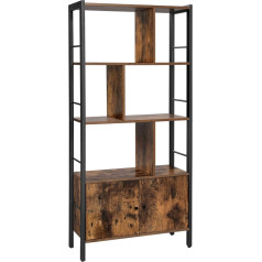Vasagle Bookcase, Bookcase with 4 Open Shelves, Spacious Living Room Cabinet, Kitchen, Office, Sturdy Steel Frame, Industrial Design, Vintage Brown/Black LBC022B01