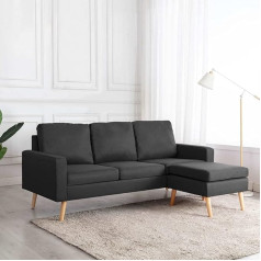 Mogou 3 Seater Sofa with Stool, Sofa Bed, Sofa Bed, Couch Sleep Function, Sofa Bed, Sofas & Couches, Sofa Bed, Dark Grey Fabric, Black
