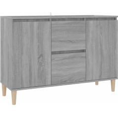 Vidaxl Sonoma Sideboard with 2 Drawers 2 Doors Chest of Drawers Side Cabinet Grey Sonoma 103.5 x 35 x 70 cm Wood Material