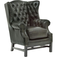 Woodkings ® Chesterfield Kingsfield Armchair, Real Leather, Antique Green, Office Chair, Leather Chair, Wingback Chair, Design Chair, Spring Core, Unique Men's Room, English Leather Style Chair