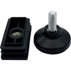 Flyshop 4 Sets M8 Thread Height Adjustable 17mm Furniture Leveller Table Chair Levelling Feet Tube Insert Rectangular 30x50mm