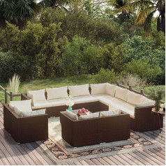 Homgoday 12-TLG. Gartenlounge Set Gartensofa Gartenmöbel Set Sitzgruppe mit Kissen Sitzgarnitur Gartenlounge Gartengarnitur Loungemöbel Balkonmöbel Braun Poly Rattan#1