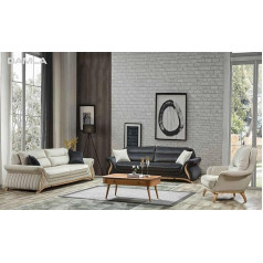 Jv Möbel Designer Sofa Set Upholstered Sofa Chair Set 3 + 3 + 1 3-Piece Set