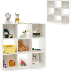 Komfotteu Bookcase with 4 Open Compartments & 5 Semi-Open Compartments, Bookcase with Tilt Protection, Cube Shelf, Filing Shelf, Freestanding, 91 x 30 x 91 cm, White