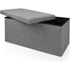 Casaria ® Sitzbank mit Stauraum 80x40x40cm Grau Faltbar Modern Gepolstert Deckel Stoff Stabil 100L Flur Schlafzimmer Sitztruhe Bettbank Polsterbank Truhe