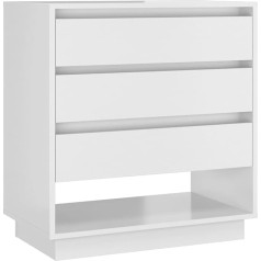 Vidaxl Sideboard with 3 Drawers 1 Compartment Chest of Drawers Sideboard Side Cabinet Multi-Purpose Cabinet High Gloss White 70 x 41 x 75 cm Wood Material