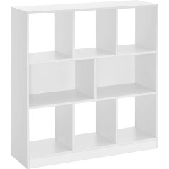 Vasagle LBC52WT Wooden Bookcase with Open Compartments for Living Room, Bedroom, Children's Room and Office - 97.5 x 100 x 30 cm - White, White