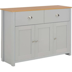 Vidaxl Sideboard with 2 Drawers 3 Doors Chest of Drawers Side Cabinet Multi-Purpose Cabinet Hallway Cabinet Grey 112 x 35 x 81 cm