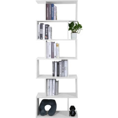 Mondeer Bookcase, Cube Shelf, Bookcase, 6 Compartments, Wooden Shelf for CDs Magazines in Office, Living Room, Bedroom, 70 x 24 x 190 cm, White
