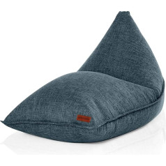 Green Bean © Triangle Bean Bag 150 x 100 x 100 cm with 220 Litre EPS Beads Filling, Cuddly Soft Washable, Indoor Fabric Floor Cushion, Seat Cushion, Blue
