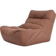 Icon Lorenzo Bean Bag Lounger, Brown, Faux Leather, XXL Bean Bag Chair for Adults, Giant Bean Bag with Filling for the Living Room, Large Bean Bag