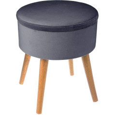 Atmosphera Createur D'interieur Tess Grey Velvet Chest Stool - Dark Grey - Atmosphera Créateur d'intérieur