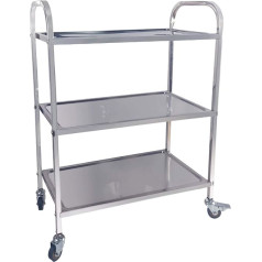Taimiko Large Stainless Steel 3 Tier Multi-Purpose Kitchen Trolley Restaurant Serving Trolley Storage Trolley with Lockable Wheels Garage Restaurants Hotels ... (625x315x800mm, 3 Tiers)