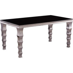 Euro Tische Designer Dining Table Polished Stainless Steel Chrome 160 x 90 x 76 cm - Very Scratch-Resistant - Perfect as a Dining Room Table / Living Room Table (Black)