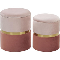 Beliani Wichita Round Pouf Set of 2 Velvet Pink Ottoman Seat Pouf